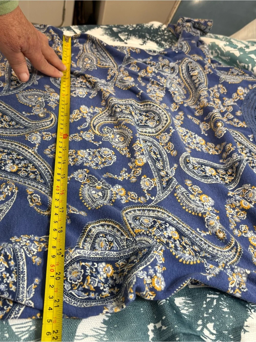 croft & barrow Blue Paisley Crochet-Neck Tunic 100%Soft Cotton! #Concert #Campus